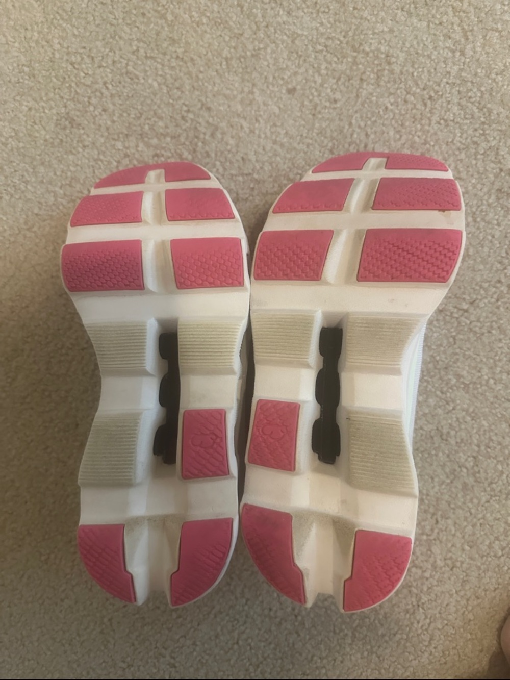 On Cloud Women's Running Shoes - White with Pink Accents - Picture 4 of 6